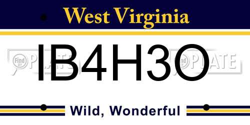 IB4H3O West Virginia License Plate