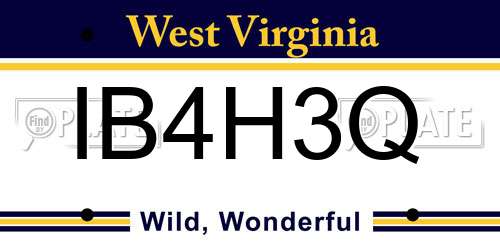 IB4H3Q West Virginia License Plate