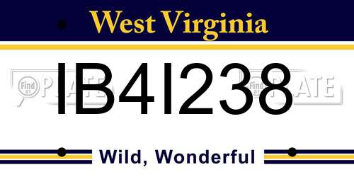 IB4I238 West Virginia License Plate