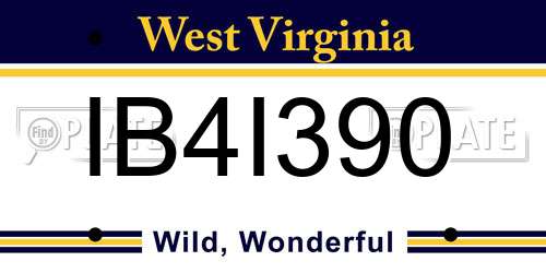 IB4I390 West Virginia License Plate