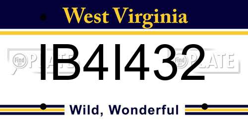 IB4I432 West Virginia License Plate