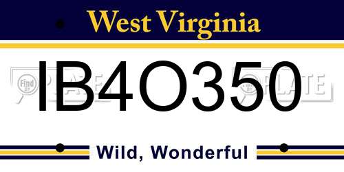 IB4O350 West Virginia License Plate
