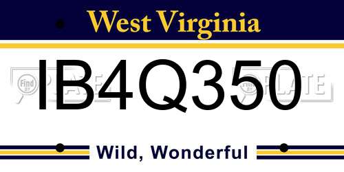 IB4Q350 West Virginia License Plate
