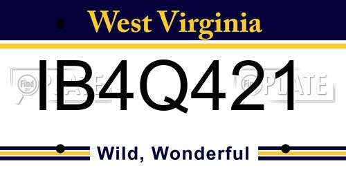 IB4Q421 West Virginia License Plate