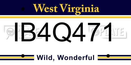 IB4Q471 West Virginia License Plate