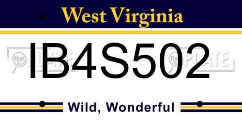 IB4S502 West Virginia License Plate