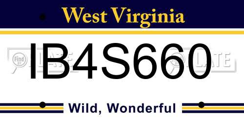 IB4S660 West Virginia License Plate