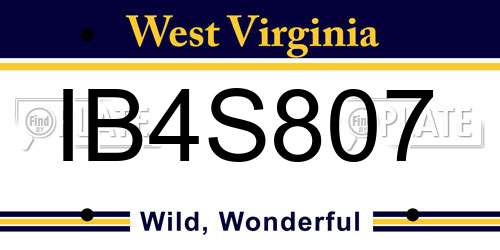 IB4S807 West Virginia License Plate