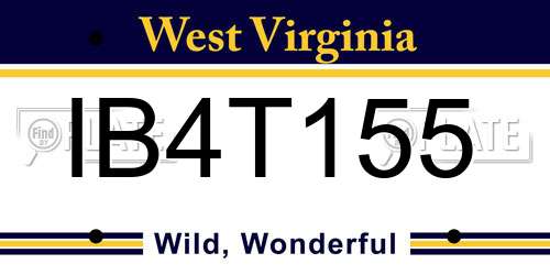 IB4T155 West Virginia License Plate