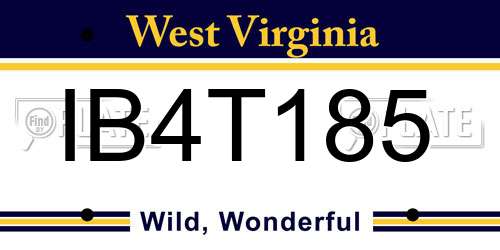 IB4T185 West Virginia License Plate