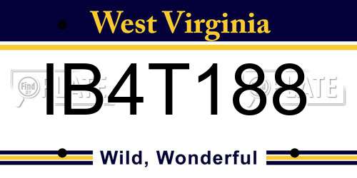 IB4T188 West Virginia License Plate