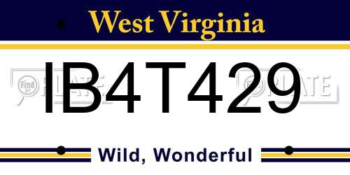 IB4T429 West Virginia License Plate