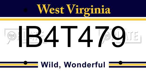 IB4T479 West Virginia License Plate