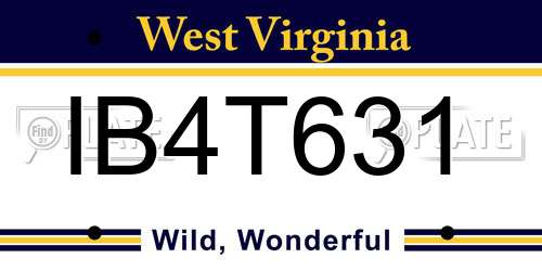 IB4T631 West Virginia License Plate