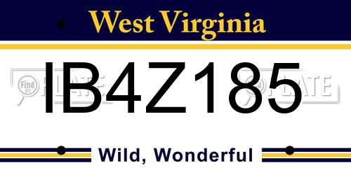 IB4Z185 West Virginia License Plate