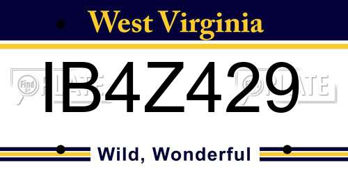 IB4Z429 West Virginia License Plate