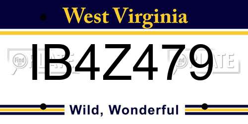 IB4Z479 West Virginia License Plate
