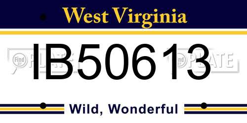 IB50613 West Virginia License Plate