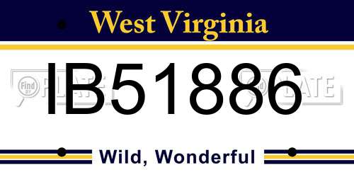 IB51886 West Virginia License Plate