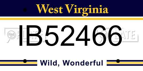 IB52466 West Virginia License Plate