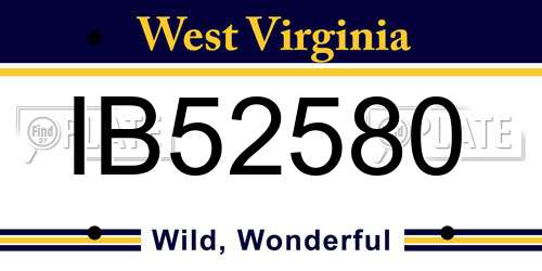 IB52580 West Virginia License Plate
