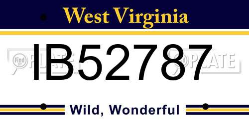 IB52787 West Virginia License Plate