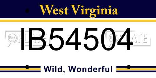 IB54504 West Virginia License Plate