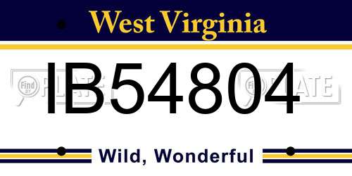 IB54804 West Virginia License Plate