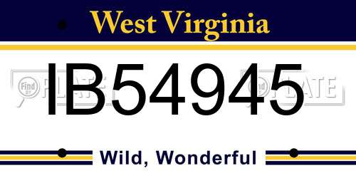 IB54945 West Virginia License Plate