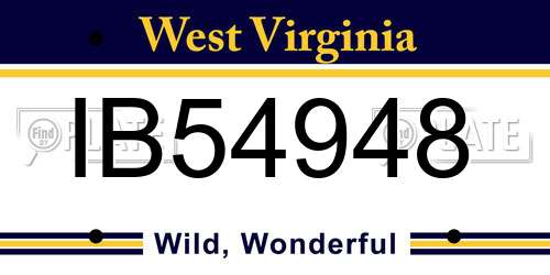 IB54948 West Virginia License Plate