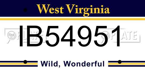 IB54951 West Virginia License Plate