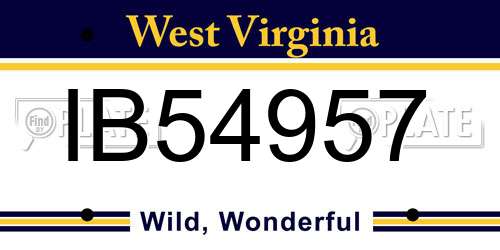 IB54957 West Virginia License Plate