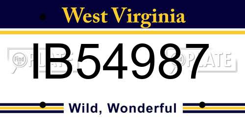 IB54987 West Virginia License Plate
