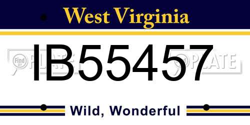 IB55457 West Virginia License Plate
