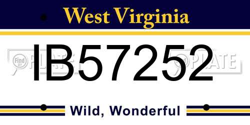 IB57252 West Virginia License Plate