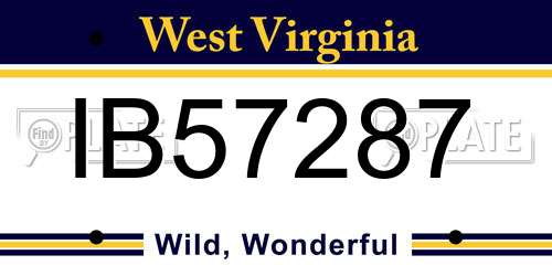 IB57287 West Virginia License Plate