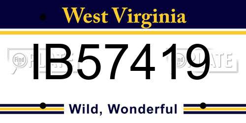 IB57419 West Virginia License Plate