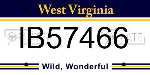 IB57466 West Virginia License Plate