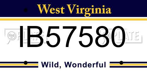 IB57580 West Virginia License Plate