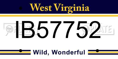 IB57752 West Virginia License Plate