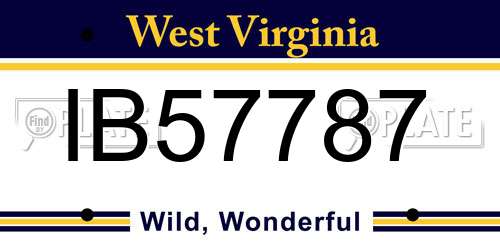 IB57787 West Virginia License Plate