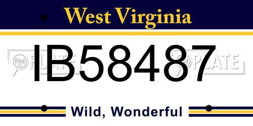 IB58487 West Virginia License Plate