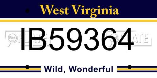 IB59364 West Virginia License Plate