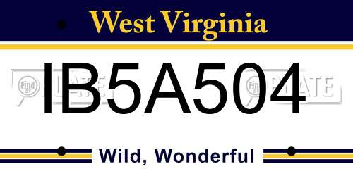 IB5A504 West Virginia License Plate