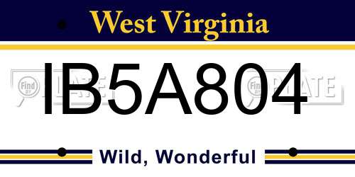 IB5A804 West Virginia License Plate