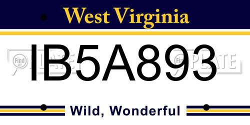 IB5A893 West Virginia License Plate