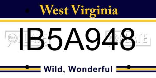 IB5A948 West Virginia License Plate
