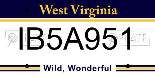 IB5A951 West Virginia License Plate