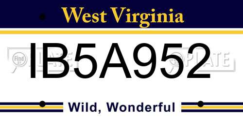 IB5A952 West Virginia License Plate
