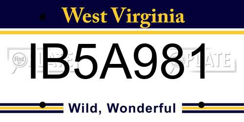 IB5A981 West Virginia License Plate